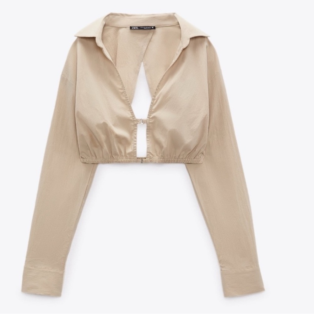 Zara Linen Open Back Cropped Top